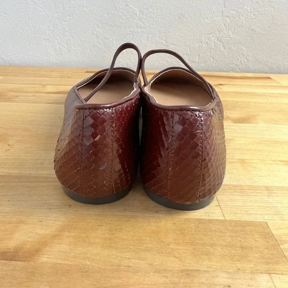 Madewell Greta Ballet Flat Size 9 Burgundy Snake Leather Mary Jane Square Toe - Picture 4 of 9